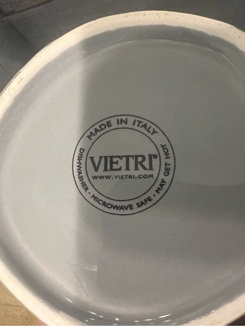 Vietri Italy Grey Ceramic Decorative Bowl with Distressed Rim